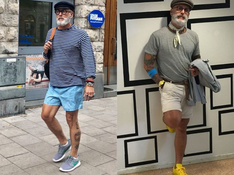 Người đàn ông trung niên với vóc dáng đầy đặn tự tin trong chiếc áo polo và quần jean tối màu, thể hiện sự thoải mái và phù hợp.