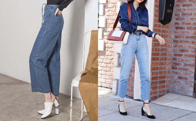 Người phụ nữ sành điệu mặc áo sơ mi lụa màu be, quần kaki ống rộng và giày cao gót màu nude, toát lên vẻ sang trọng