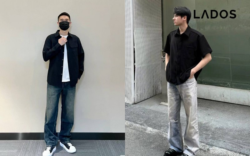 Outfit nam tính, bí ẩn với áo sơ mi đen và quần jean