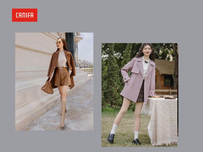 Phối áo măng tô dài màu be cùng quần short jean và giày boot cao cổ, tạo nên phong cách trẻ trung, năng động và sành điệu cho những buổi dạo chơi.