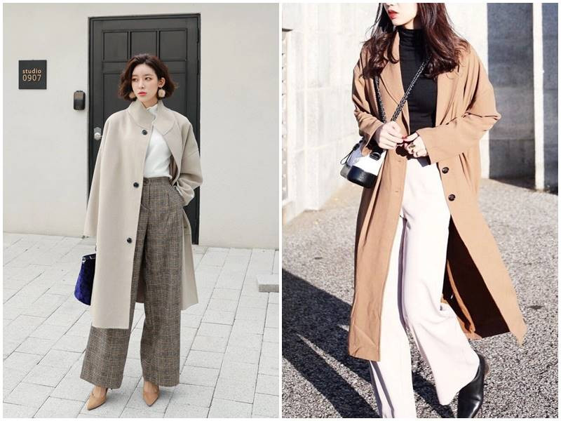 Phối quần suông ống rộng với áo khoác denim bụi bặm