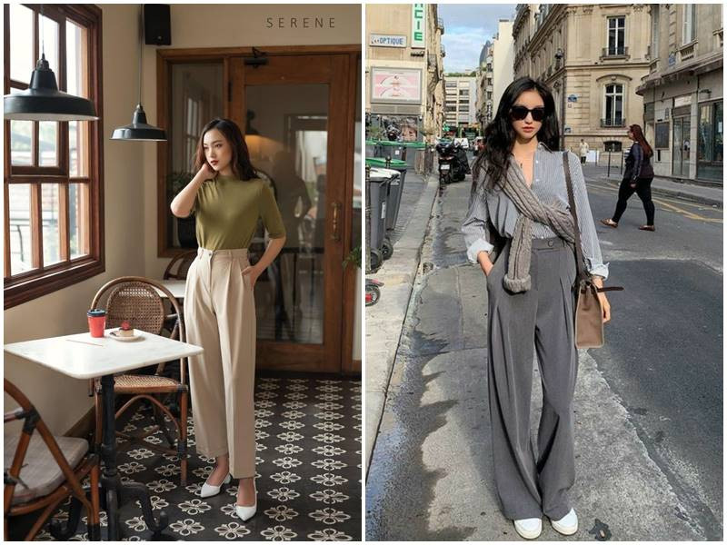 Quần suông ống rộng cạp cao tôn dáng