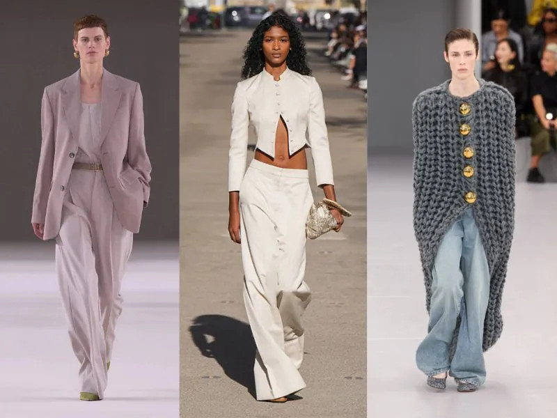 Quần tây ống rộng trên sàn diễn thời trang quốc tế Xuân Hè 2024