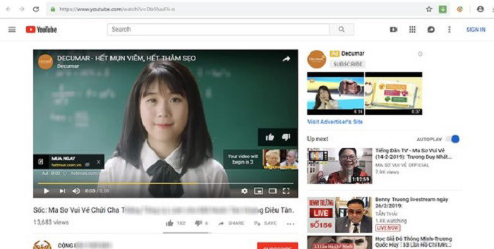 Quảng cáo video bán quần áo được chèn vào các chương trình trên YouTube, tiếp cận người dùng đang xem nội dung liên quan