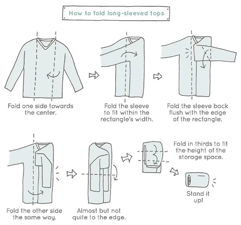 Quy trình gấp áo len và áo tay dài nhỏ gọn, giữ form dáng tránh nhăn