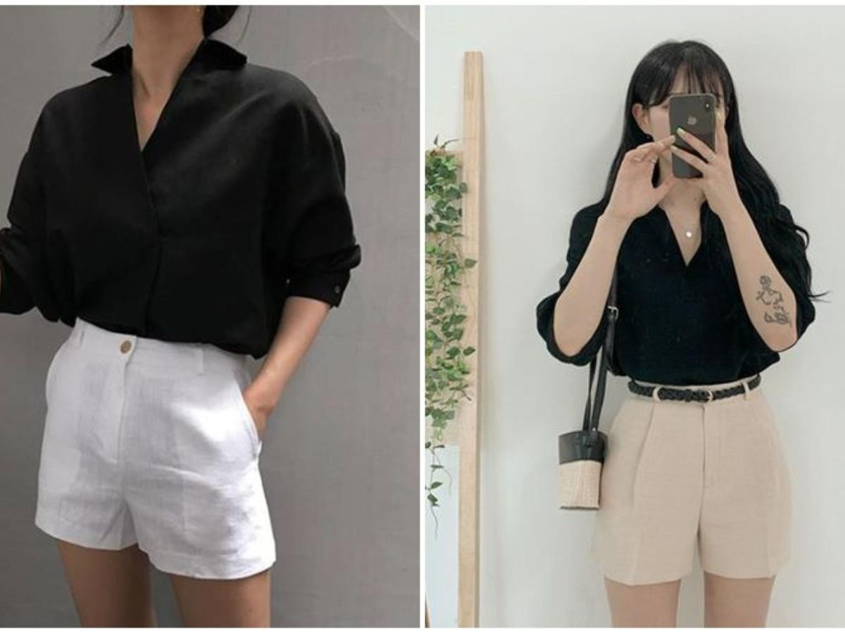 Set đồ lãng mạn cho buổi hẹn hò: áo sơ mi voan và quần short nhẹ nhàng, nữ tính