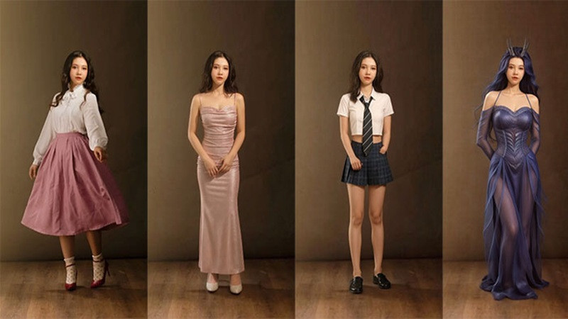 So sánh các phong cách thời trang đa dạng được tạo ra bởi tính năng AI Wardrobe của ứng dụng BeautyCam, mang đến trải nghiệm stream thay quần áo ảo