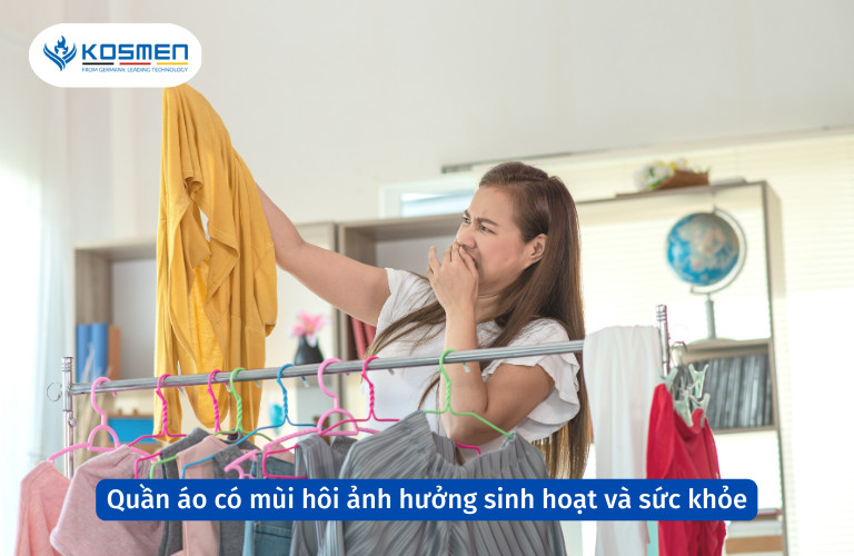 Tác hại của việc mặc quần áo bị hôi ảnh hưởng đến sự tự tin trong giao tiếp và sức khỏe người dùng.