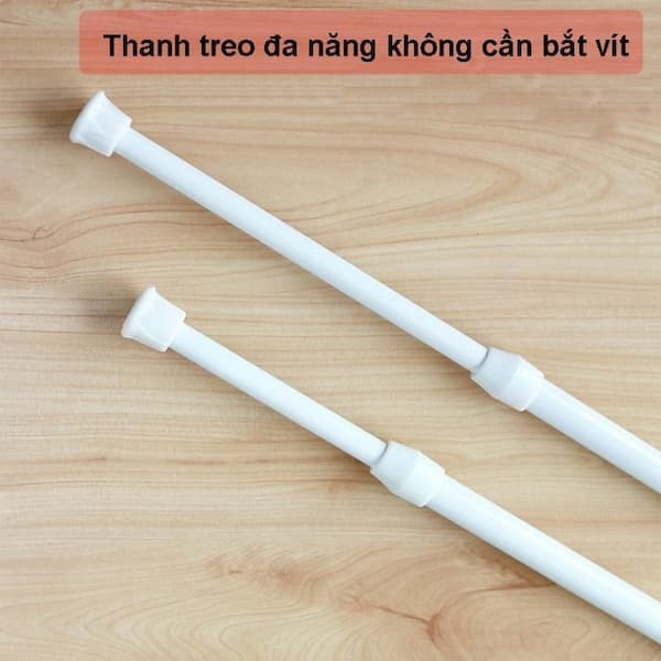 Thanh treo quần áo gắn tường thông minh không cần khoan lỗ, sử dụng lực ép giữa hai vách, tiện lợi và linh hoạt