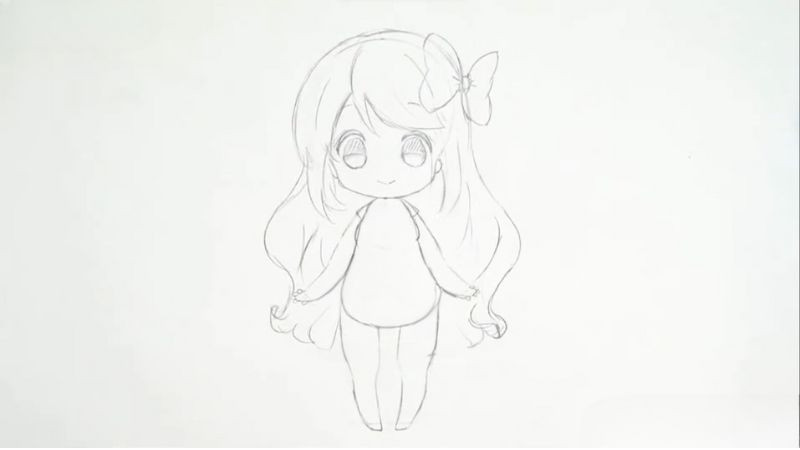 Thêm chi tiết khuôn mặt và tóc cho chibi nữ