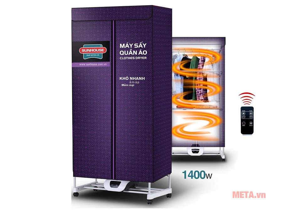 Thiết kế hiện đại của tủ sấy quần áo Sunhouse SHD2707 với khả năng sấy nhanh và khử mùi vượt trội