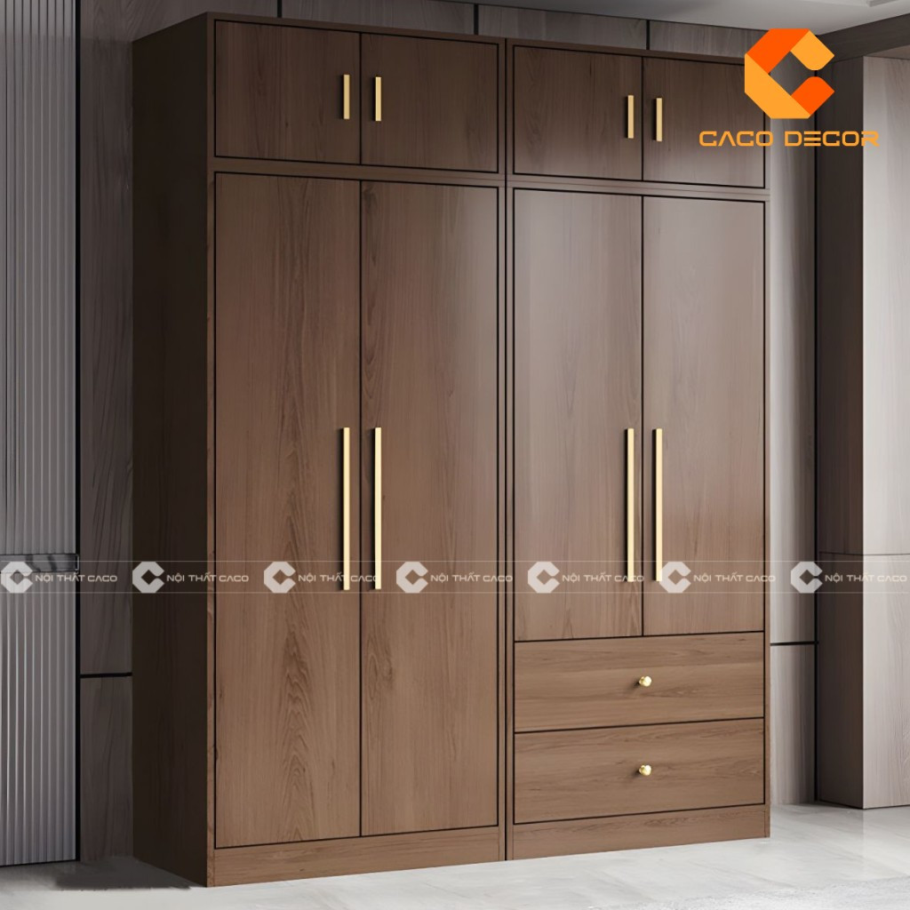 Thiết kế tủ quần áo gỗ công nghiệp vân gỗ tự nhiên mang lại vẻ ấm cúng