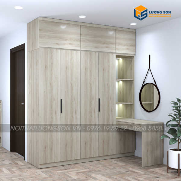 Thiết kế tủ quần áo tích hợp nhiều tiện lợi, phù hợp với mọi không gian phòng ngủ
