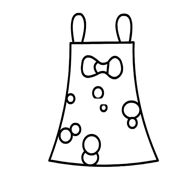 Tranh tô màu bé gái dễ thương với chiếc váy đơn giản và mái tóc buộc gọn gàng