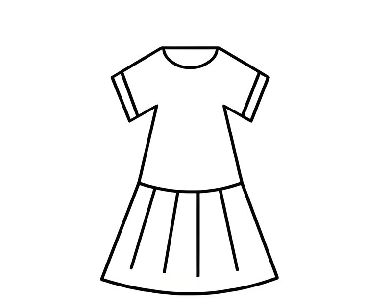 Tranh tô màu bé gái đội mũ và mặc váy nhẹ nhàng, lý tưởng cho bé tập tô