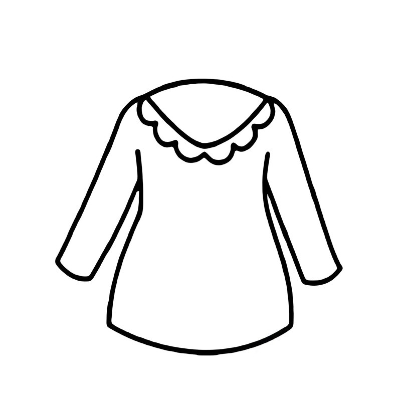 Tranh tô màu bé gái mặc đầm liền thân với nơ lớn, kiểu dáng đáng yêu