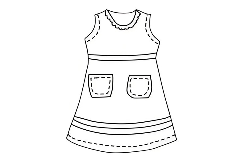 Tranh tô màu bé gái với áo khoác ấm áp và chiếc mũ len, trang phục mùa đông