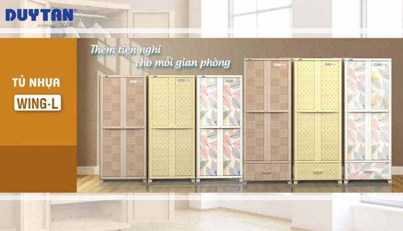 Tủ nhựa đựng quần áo người lớn màu kem sang trọng, thiết kế hiện đại với nhiều ngăn chứa tiện lợi.