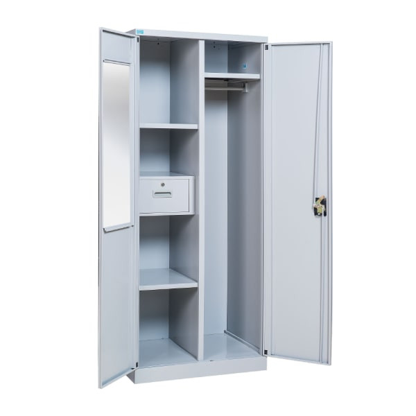 Tủ quần áo 1m2 bằng sắt màu trắng, chia ngăn khoa học