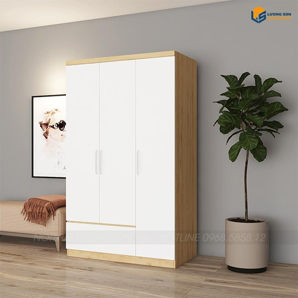 Tủ quần áo 1m2 thiết kế 3 cánh và 2 ngăn kéo tiện lợi cho cặp đôi