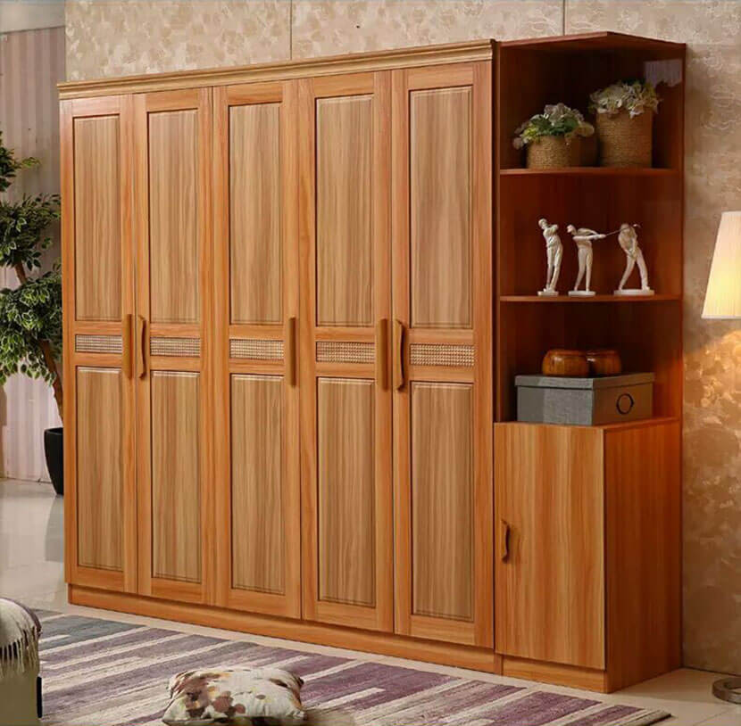 Tủ quần áo 5 cánh gỗ tự nhiên màu tươi sáng, bắt mắt