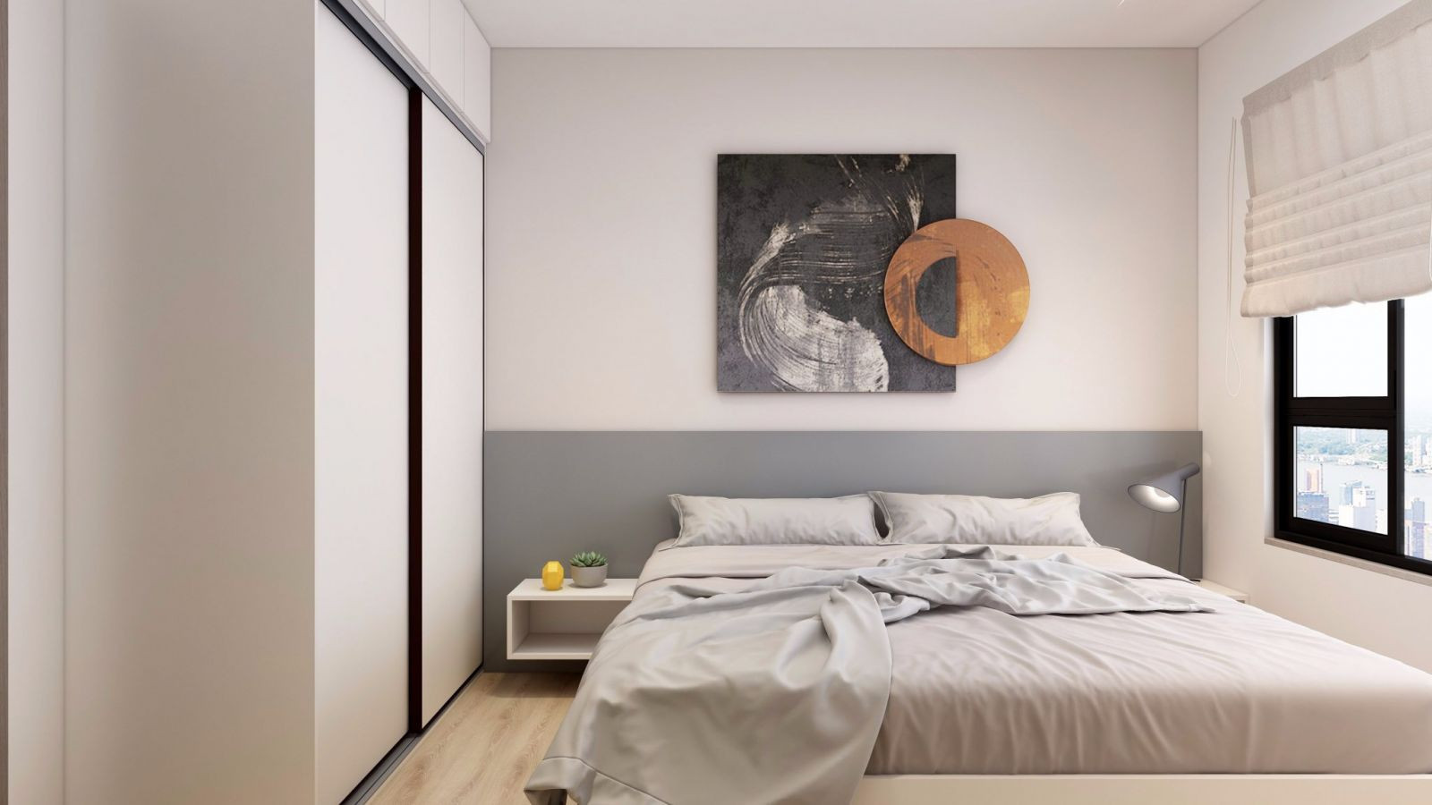 Tủ quần áo âm tường hiện đại tích hợp gương soi trong phòng ngủ, cần chú ý vị trí đặt để tránh phạm phong thủy.