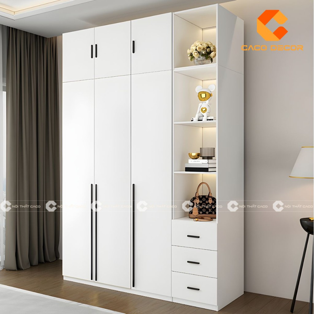 Tủ quần áo gỗ công nghiệp 3 cánh vân gỗ ấm áp, mang vẻ đẹp tự nhiên