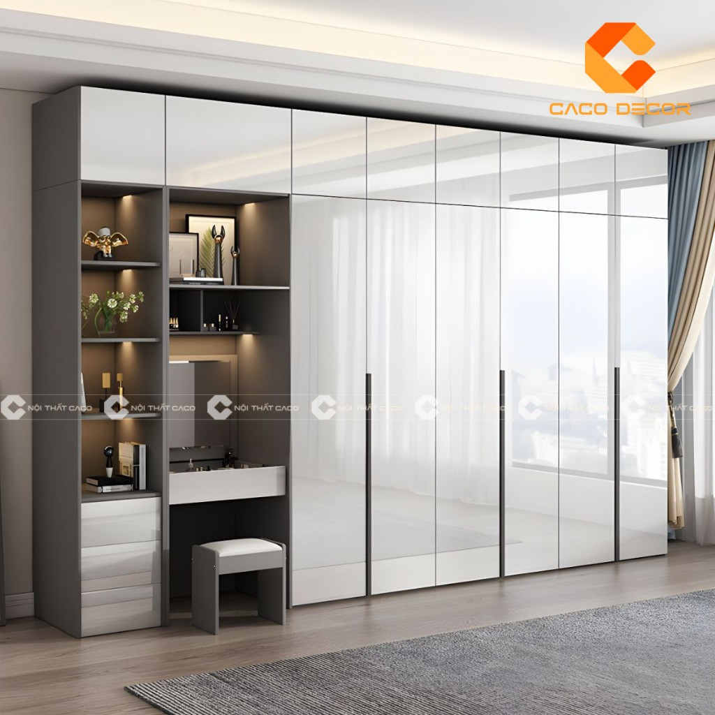 Tủ quần áo gỗ công nghiệp 6 cánh lớn, đa năng, phù hợp phòng ngủ master