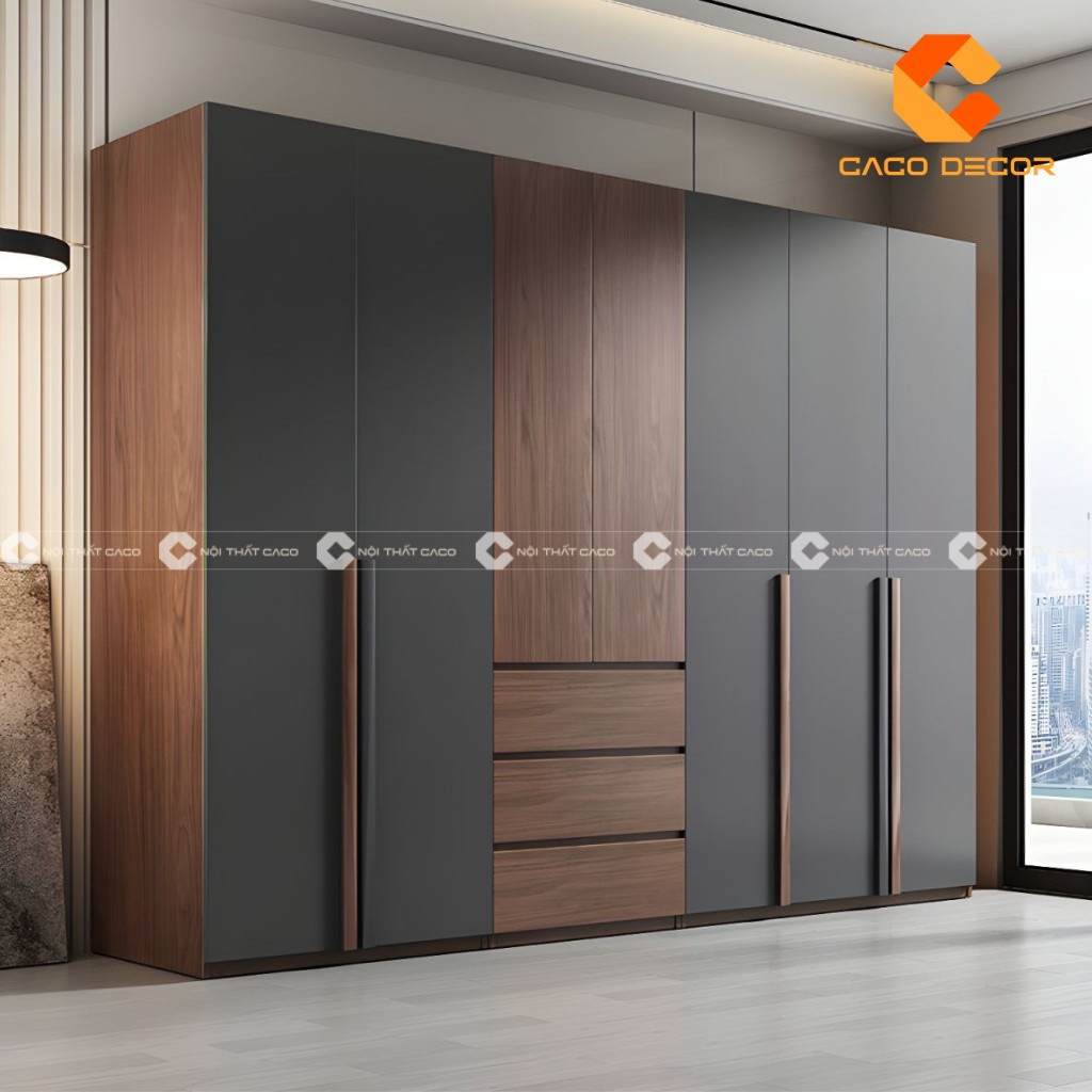 Tủ quần áo gỗ công nghiệp đẹp với thiết kế hiện đại, nhiều ngăn tiện lợi