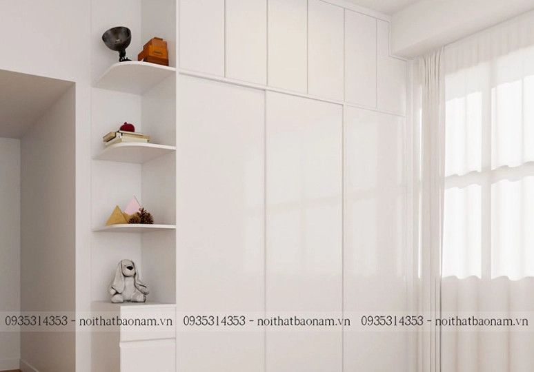 Tủ quần áo gỗ MDF Bảo Nam với thiết kế kết hợp hai tông màu hiện đại, tạo điểm nhấn ấn tượng trong không gian phòng ngủ