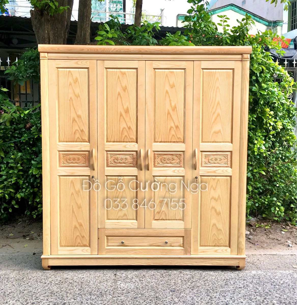 Tủ quần áo gỗ sồi Nga 2 cánh, chiều rộng 2m, mang phong cách trẻ trung, hiện đại cho phòng ngủ.