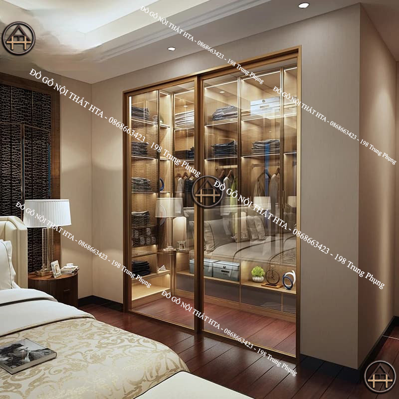 Tủ quần áo kính âm tường chữ U, thiết kế đẳng cấp và tối ưu không gian