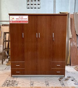 Tủ quần áo nhựa Đài Loan cho người lớn màu trắng xám hiện đại