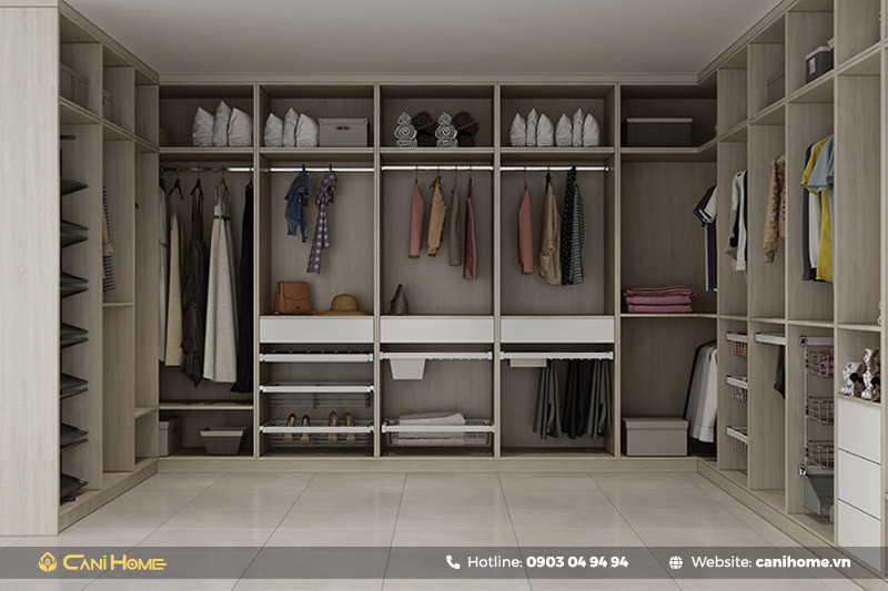 Tủ quần áo treo tường kịch trần màu trắng với thiết kế hiện đại, tăng không gian lưu trữ