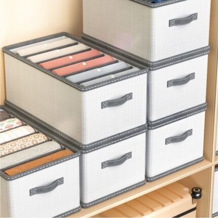 Túi vải đựng quần áo chia ngăn tiện dụng TM2001 màu xám, giúp tối ưu không gian tủ đồ