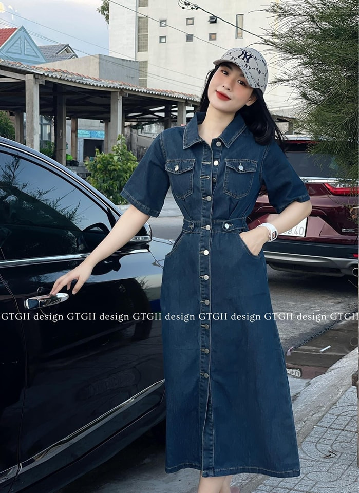 Váy dài chất liệu jeans cá tính và khỏe khoắn