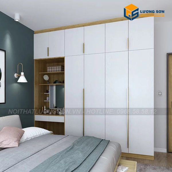 Bố trí tủ quần áo cách xa giường ngủ để đảm bảo không gian nghỉ ngơi tốt